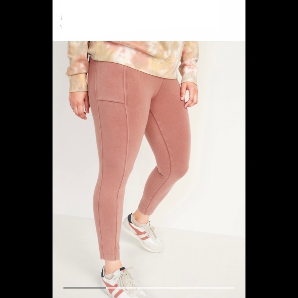 Old Navy High-Waisted Garment-Dyed Side-Pocket 7/8-Length Leggings Large Tall
